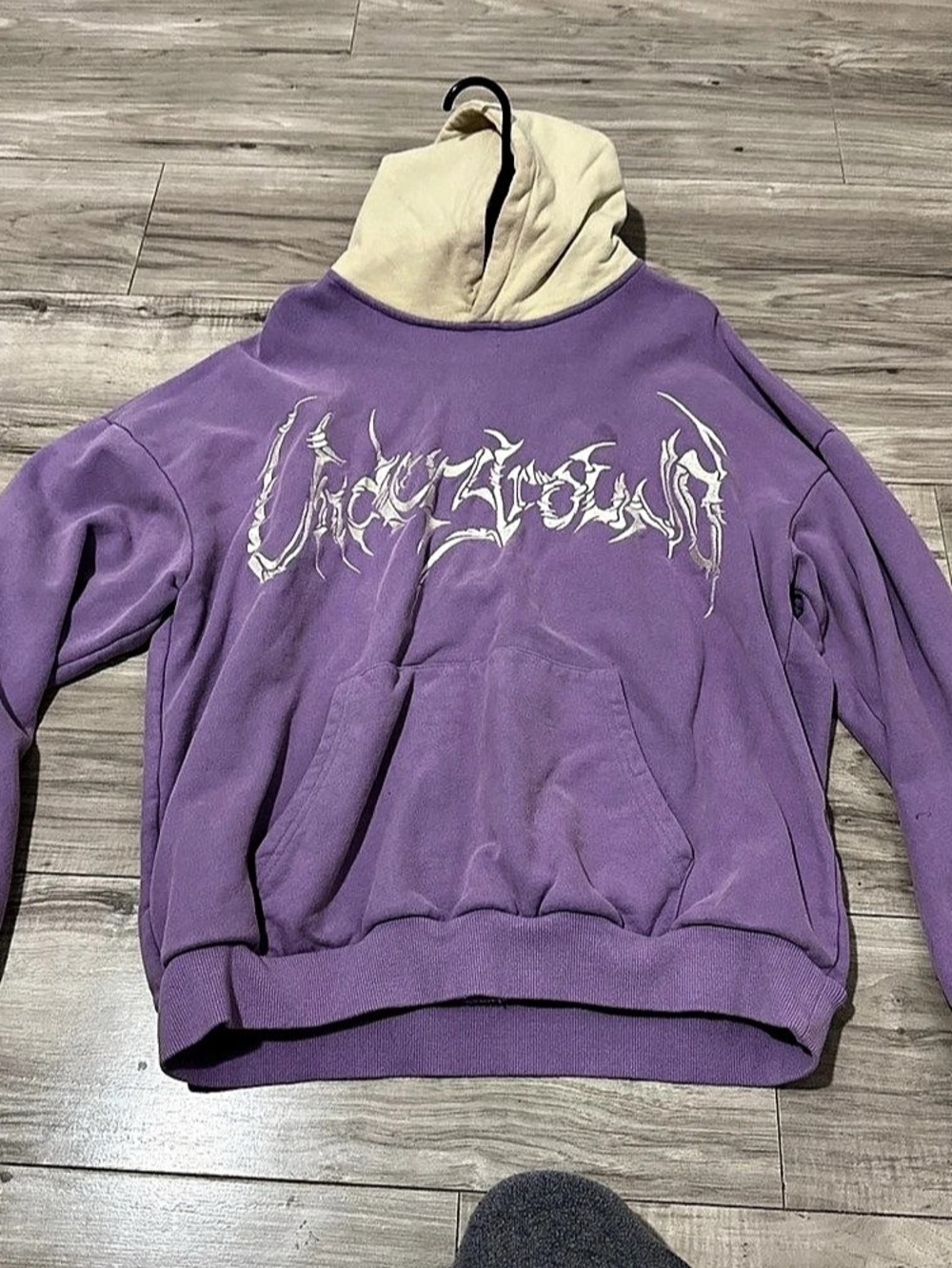 Underground No Respawn Graphic Hoodie Purple & Cream Large